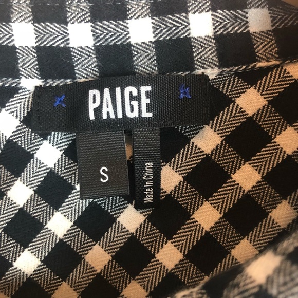 Women's Paige Black & White Buffalo Check Flannel Button Down Top Size Small - Picture 3 of 5